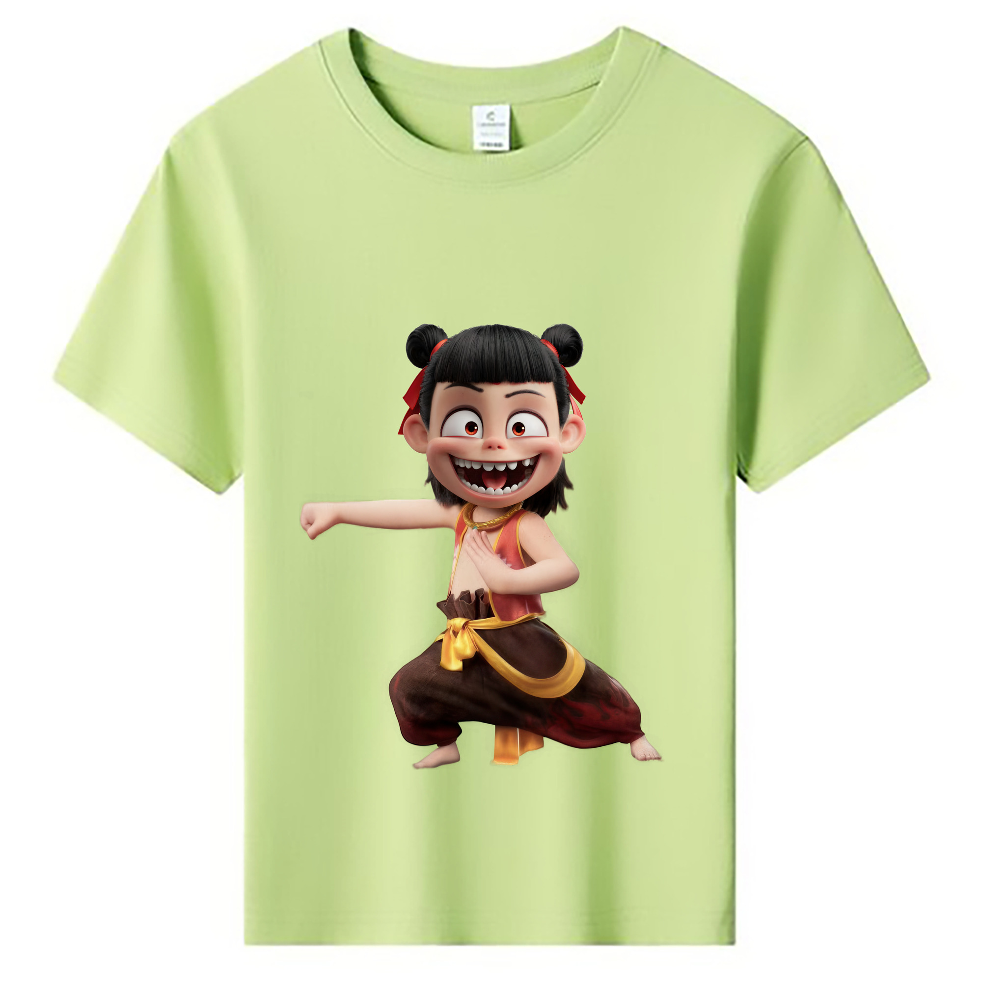 （画像用） Ne Zha 2 ナタ 魔童の大暴れ 綿100％キッズTシャツ（フロントプリント）